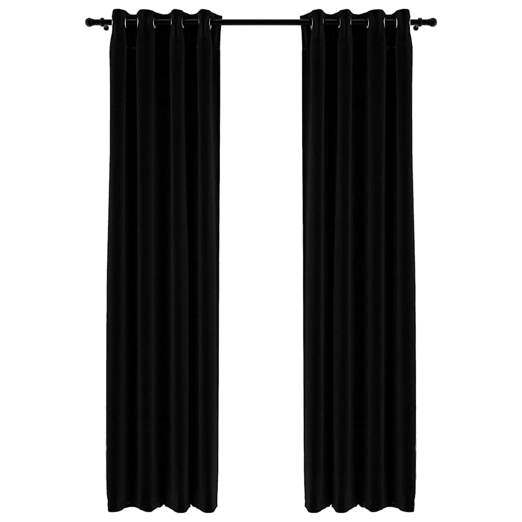 vidaXL Linen-Look Blackout Curtains with Grommets 2pcs Black 140x96.5 "