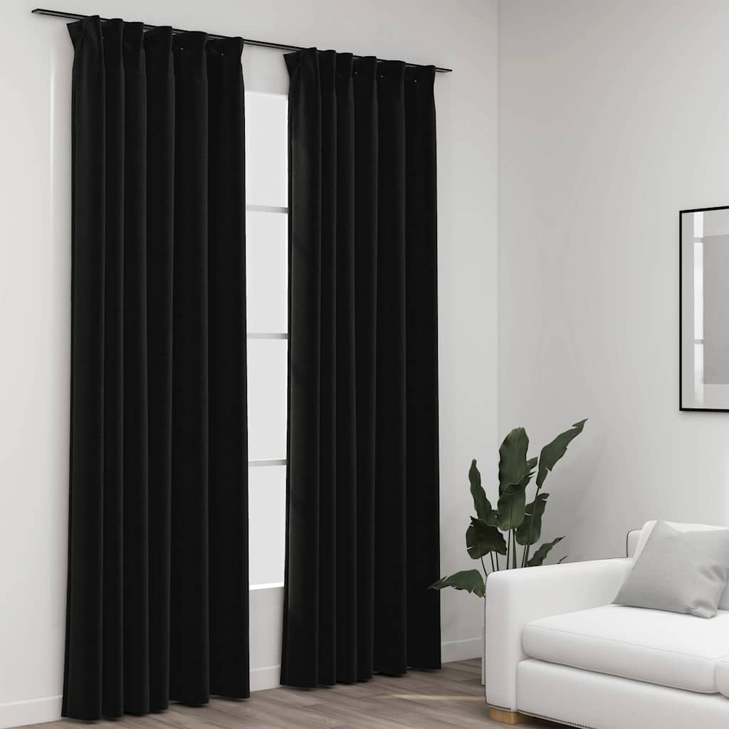 vidaXL Linen-Look Blackout Curtains with Hooks 2 pcs Anthracite 55.1x96.5"
