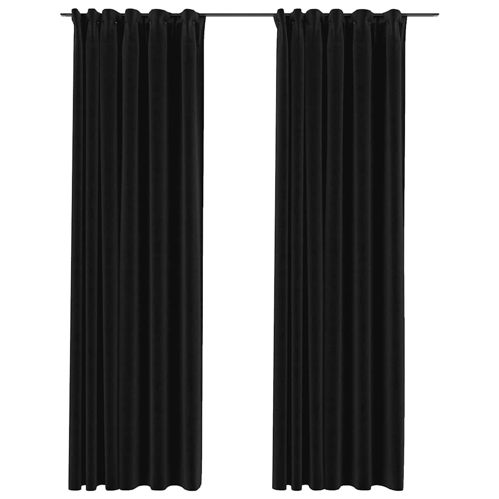 vidaXL Linen-Look Blackout Curtains with Hooks 2 pcs Anthracite 55.1x96.5"