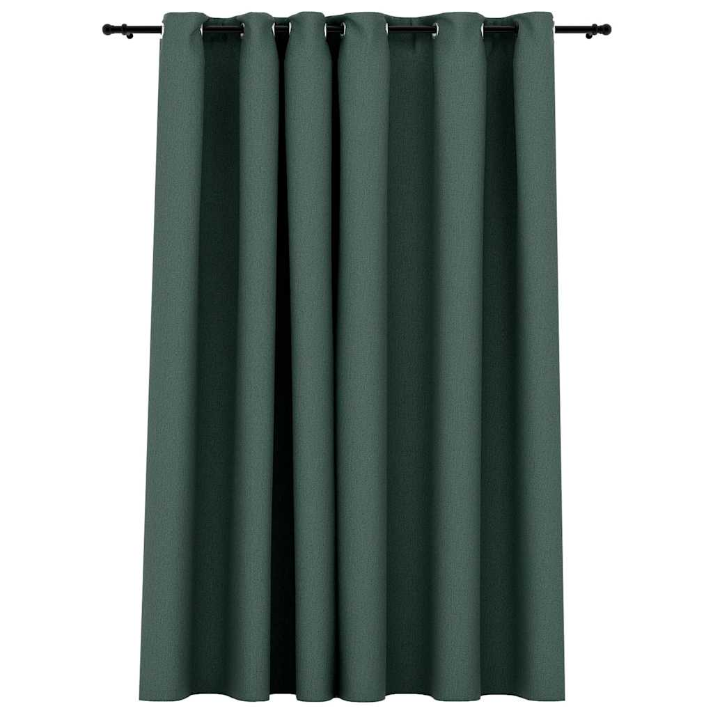 vidaXL Linen-Look Blackout Curtain with Grommets Green 290x96.5 "