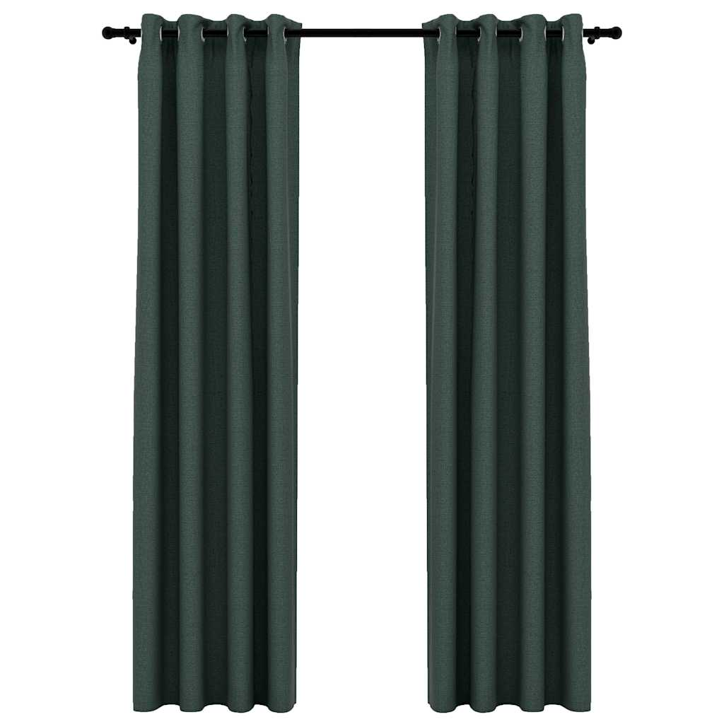 vidaXL Linen-Look Blackout Curtains with Grommets 2pcs Green 140x88.6 "