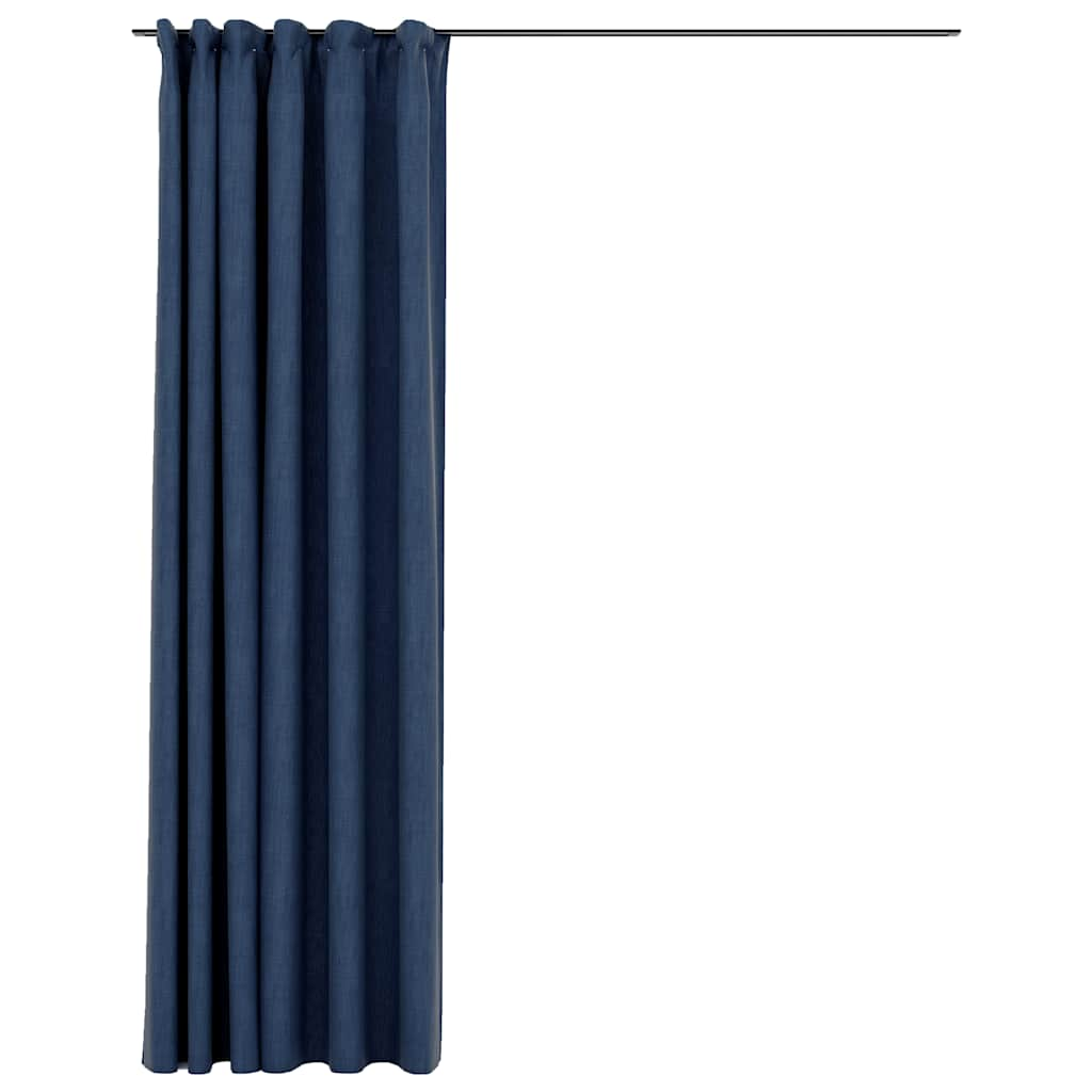 vidaXL Linen-Look Blackout Curtain with Hooks Blue 114.2x96.5"