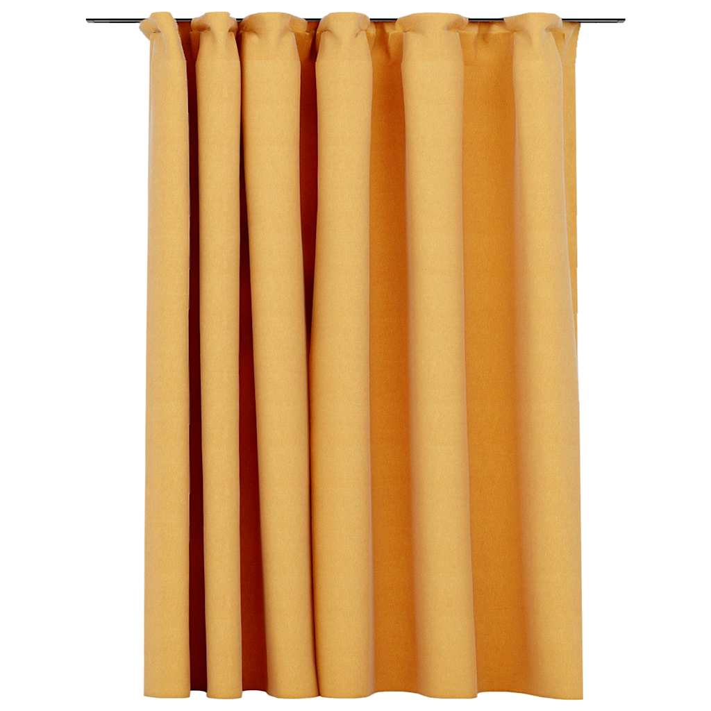vidaXL Linen-Look Blackout Curtain with Hooks Yellow 114.2x96.5"