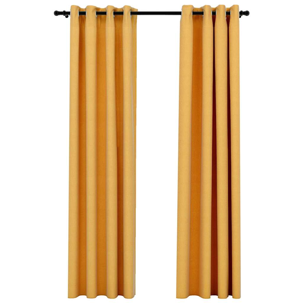 vidaXL Linen-Look Blackout Curtains with Grommets 2pcs Yellow 140x96.5 "