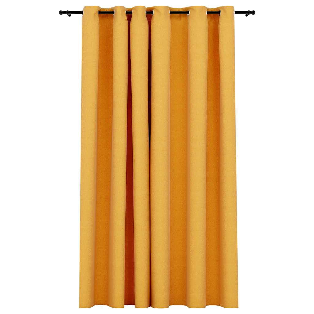 vidaXL Linen-Look Blackout Curtain with Grommets Yellow 290x96.5 "