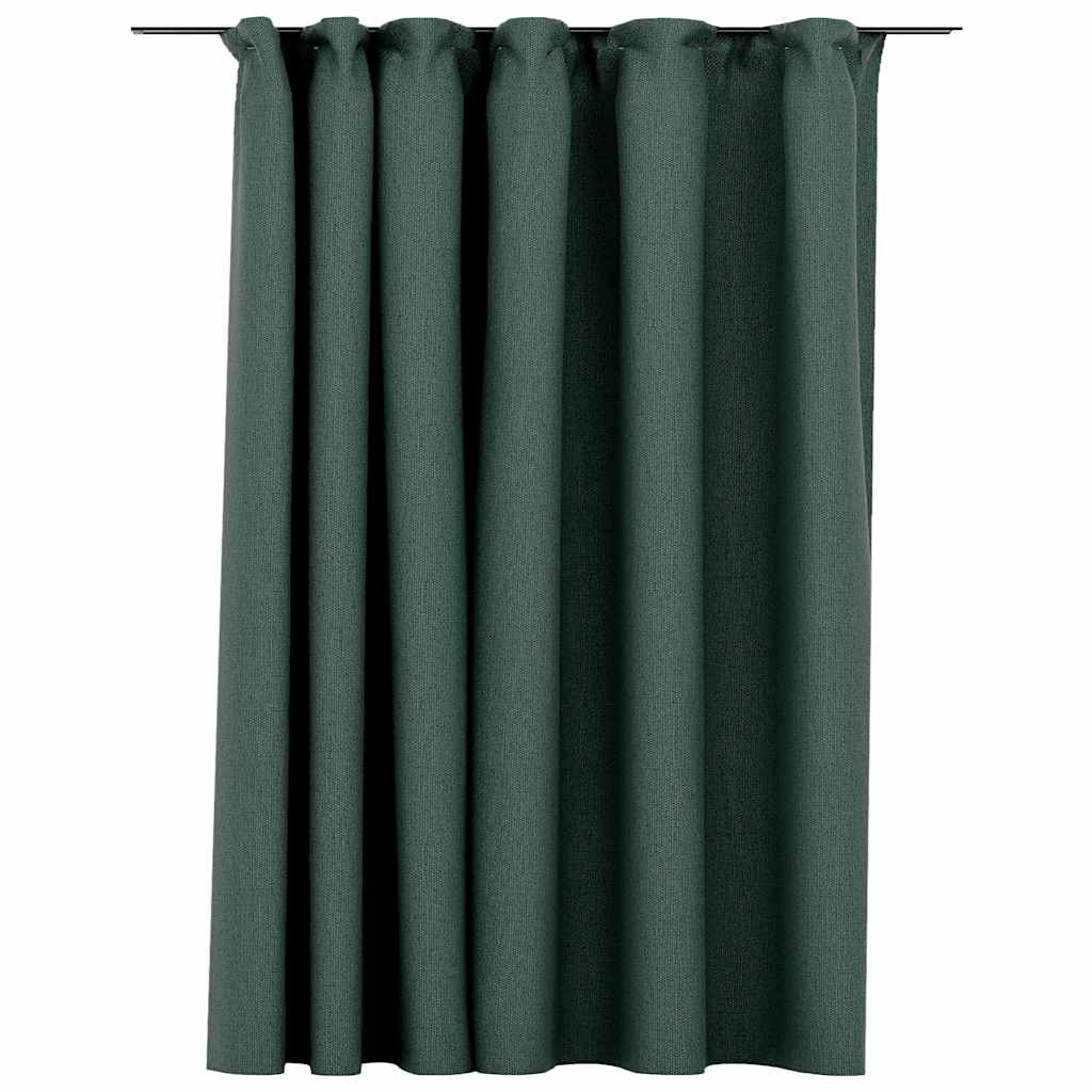 vidaXL Linen-Look Blackout Curtain with Hooks Green 114.2x96.5"