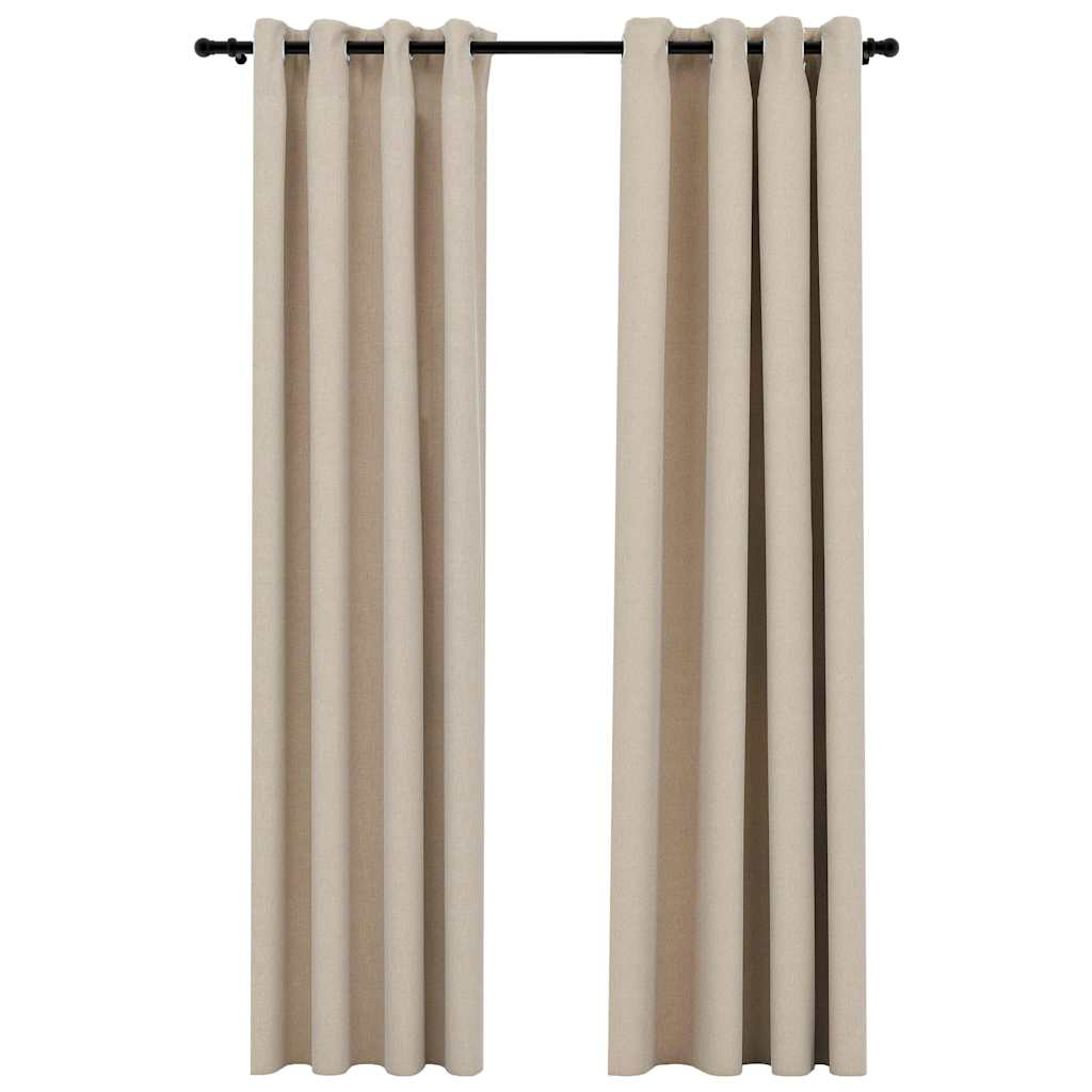 vidaXL Linen-Look Blackout Curtains with Grommets 2pcs Beige 140x96.5 "