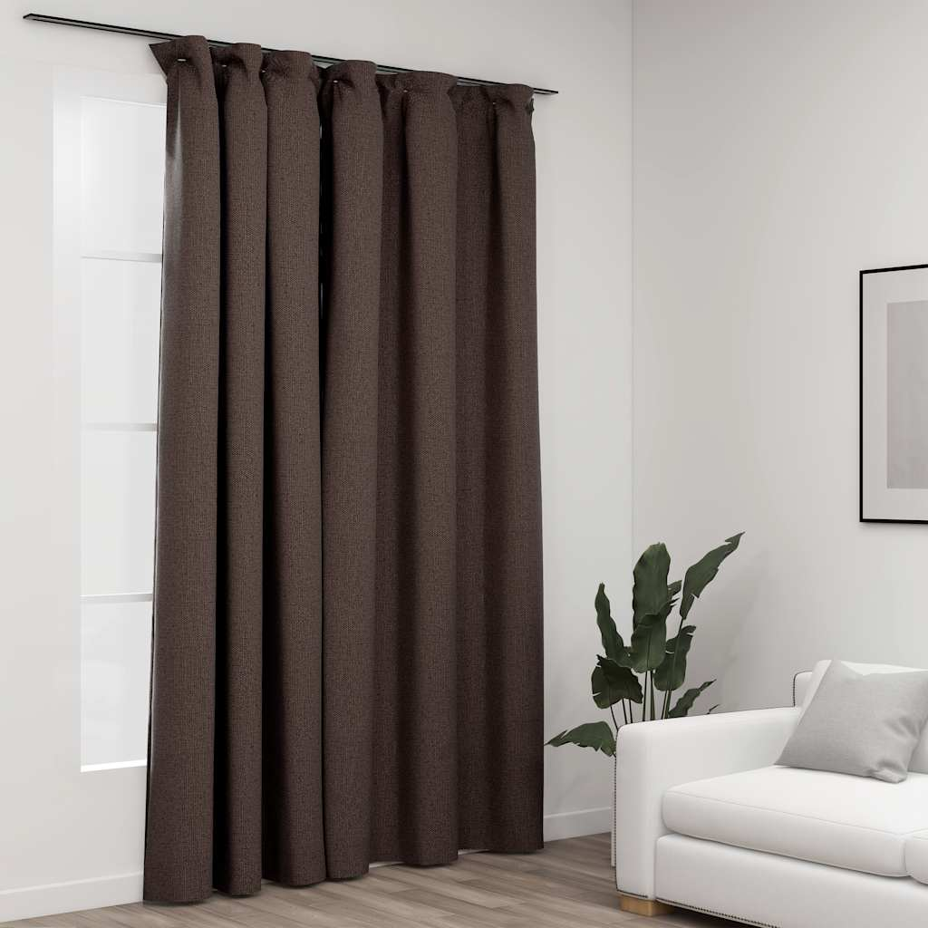 vidaXL Linen-Look Blackout Curtain with Hooks Taupe 114.2x96.5"