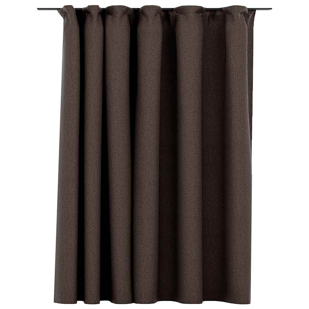 vidaXL Linen-Look Blackout Curtain with Hooks Taupe 114.2x96.5"