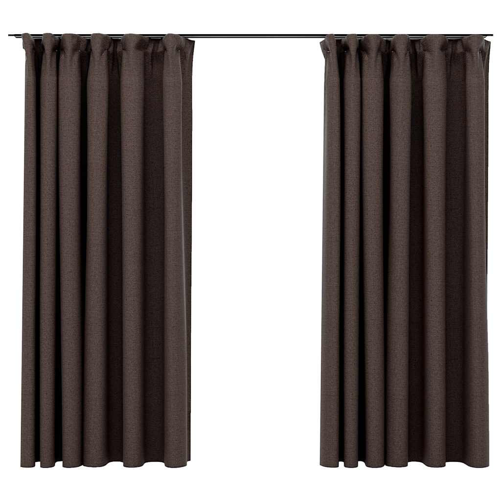 vidaXL Linen-Look Blackout Curtains with Hooks 2 pcs Taupe 55.1x68.9"