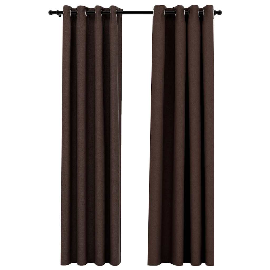 vidaXL Linen-Look Blackout Curtains with Grommets 2pcs Taupe 140x96.5 "