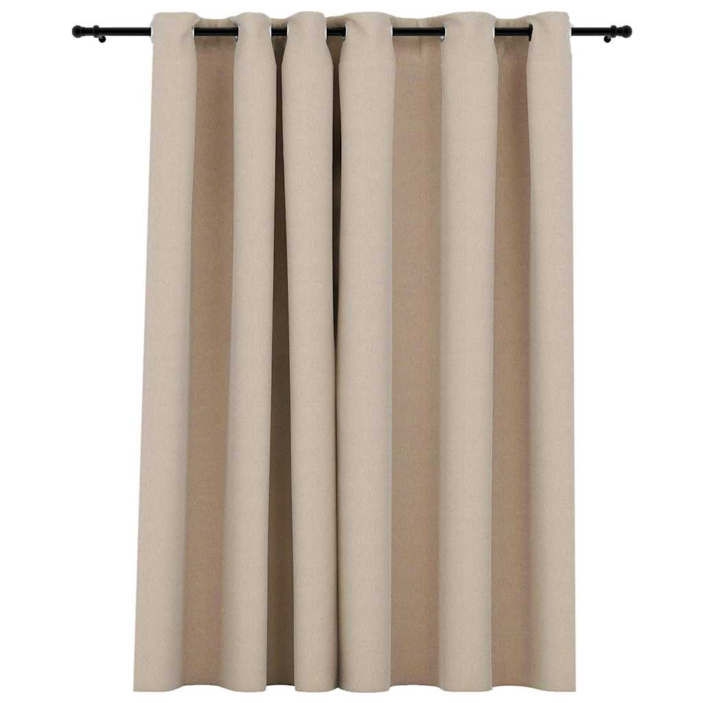 vidaXL Linen-Look Blackout Curtain with Grommets Beige 290x96.5 "