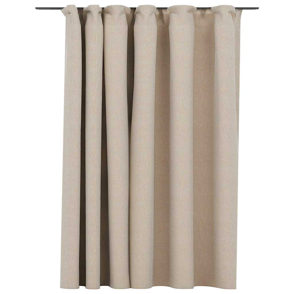 vidaXL Linen-Look Blackout Curtain with Hooks Beige 114.2x96.5"