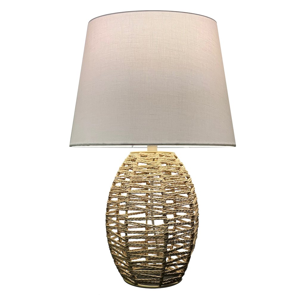 1-Light Table Lamp – Natural Finish with Beige Shade, Transitional Style