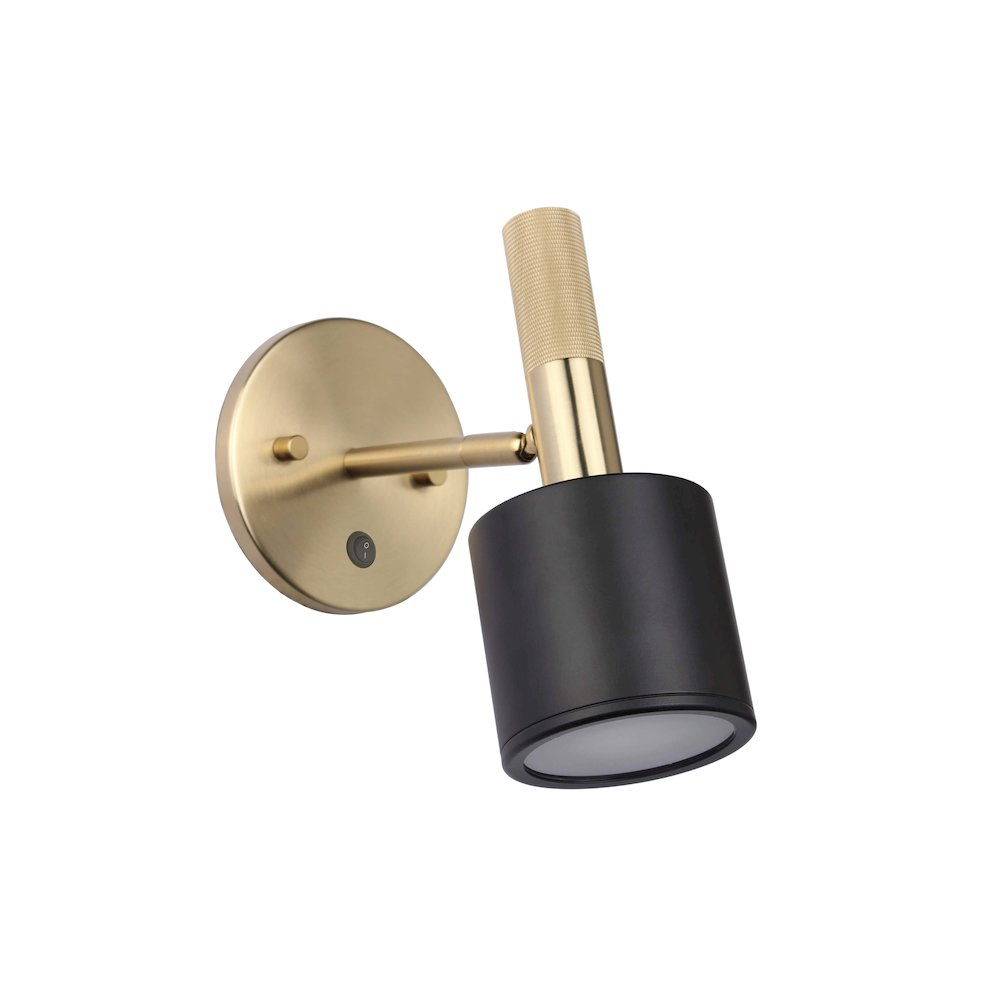 1 Light Wall Satin Chrome Matte Black & Aged Brass with Frosted Diffuser