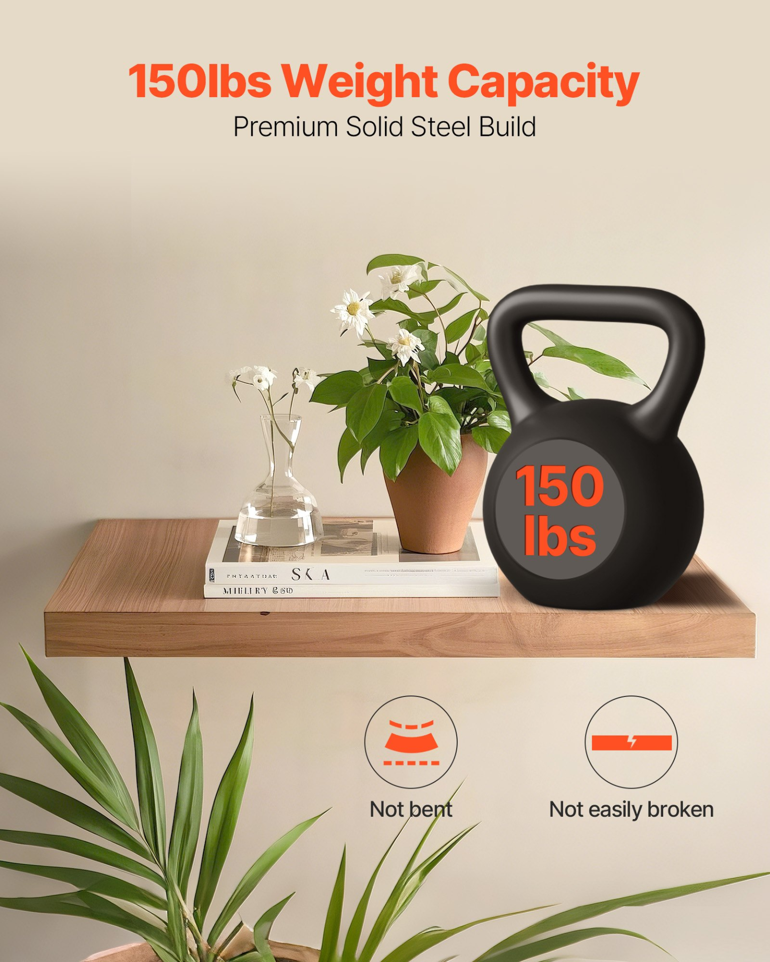 VEVOR Floating Shelf Brackets 2 Pcs, 150 lbs/68 kg Weight Capacity, 22x6.2x1.5 inch / 558.4x157.4x38.1 mm, Heavy Duty Hidden Shelf Brackets Support, Wall Mounting Invisible Floating Shelves Bracket