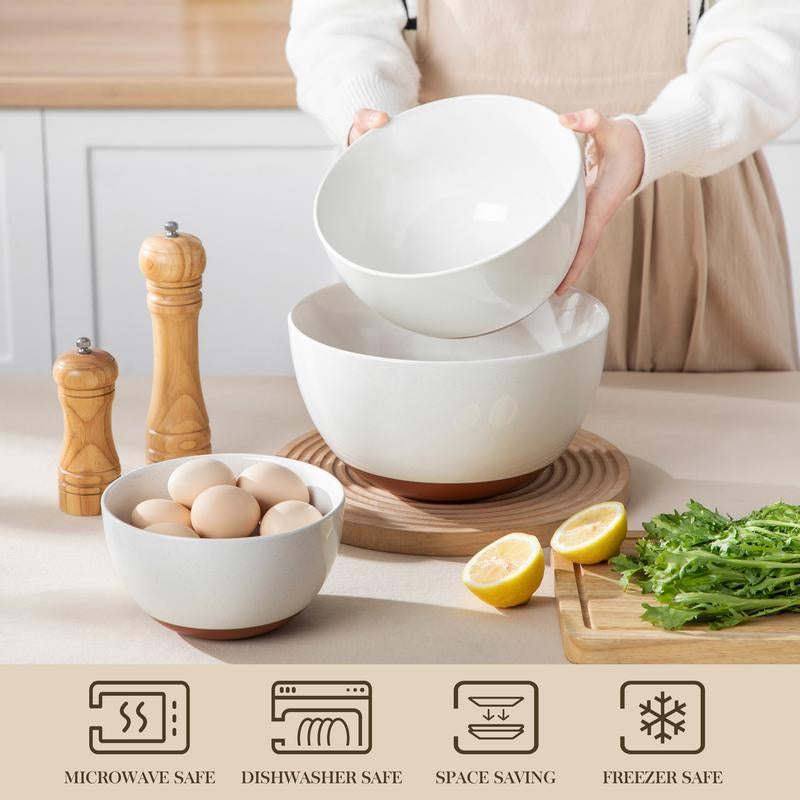 MALACASA Ceramic Large Mixing Bowls, Large Serving Bowls for Cooking, Prepping, Baking, Salad, Soup, Popcorn, Pasta, Nesting Bowls Set of 3, 4.38/2.5/1.44 Qt, Oven, Microwave and Dishwasher Safe Tiktokshopblackfriday