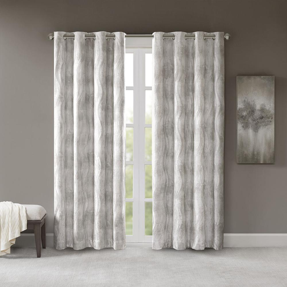 Printed Jacquard Grommet Top Total Blackout Curtain Panel