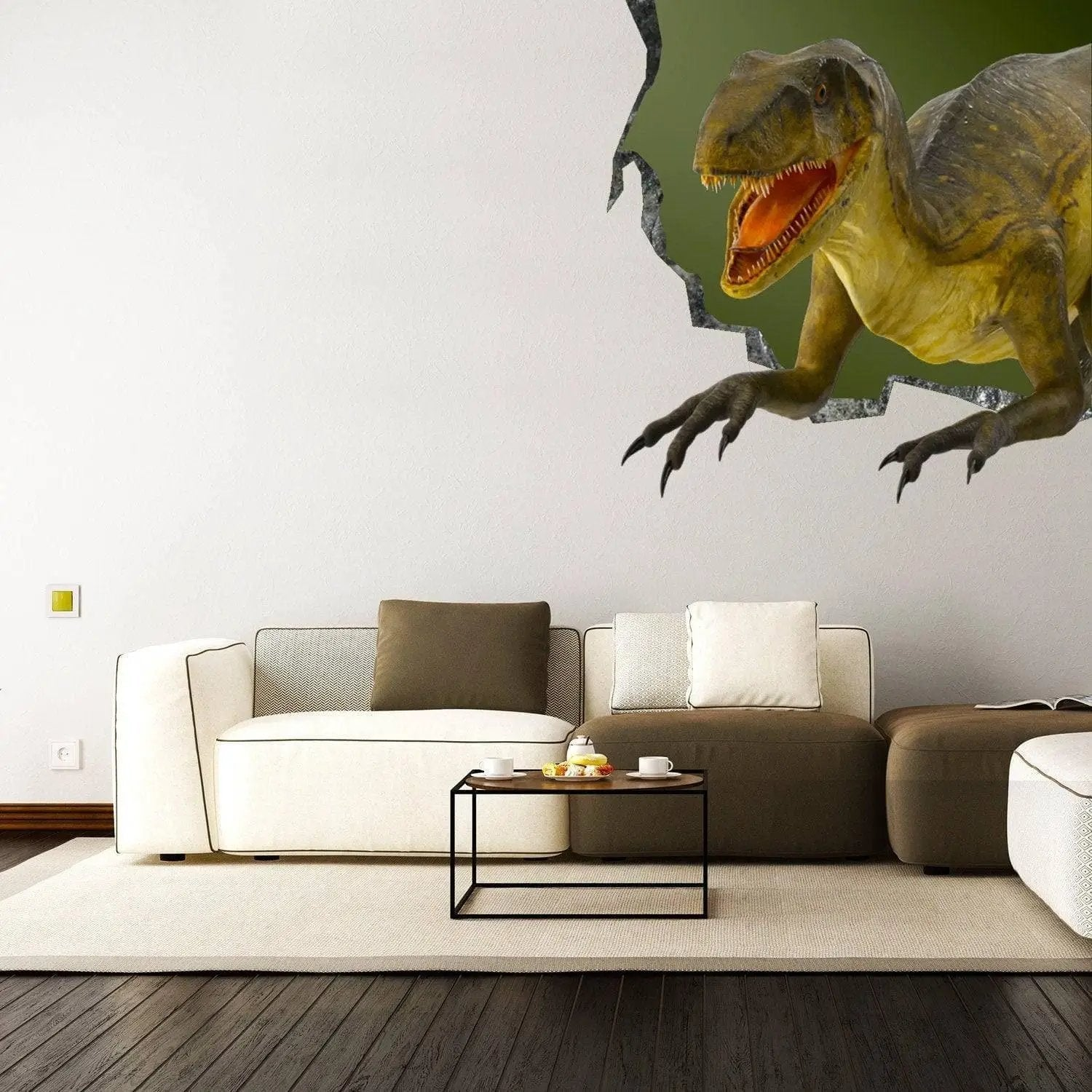 3D Dinosaur Wall Decal, Prehistoric Era Mural Sticker
