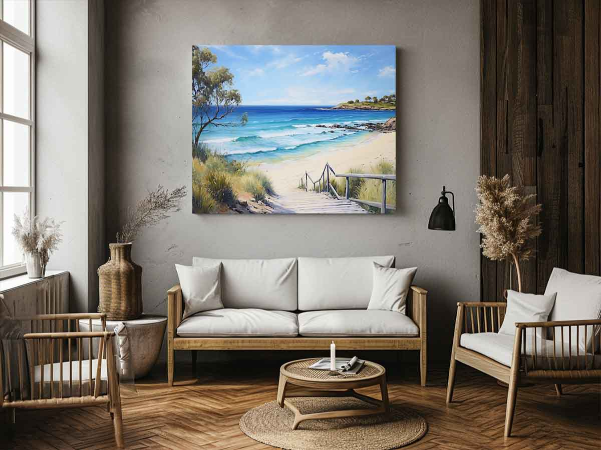 Jetty Beach Art Canvas Art Print
