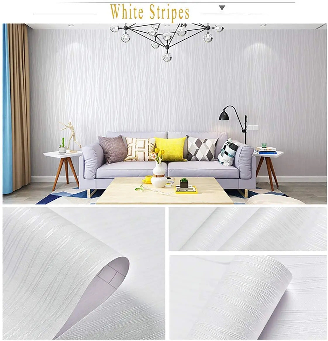 White Stripe Self Adhesive Waterproof Peel and Stick Wallpaper