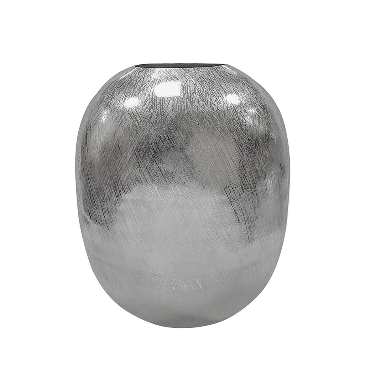 12.5x12.5x15' Aluminum Vase, Silver Streaks