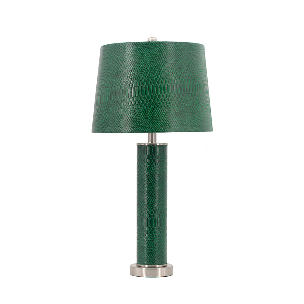 Crocodile Textured Faux Leather Table Lamp – 14x14x27"