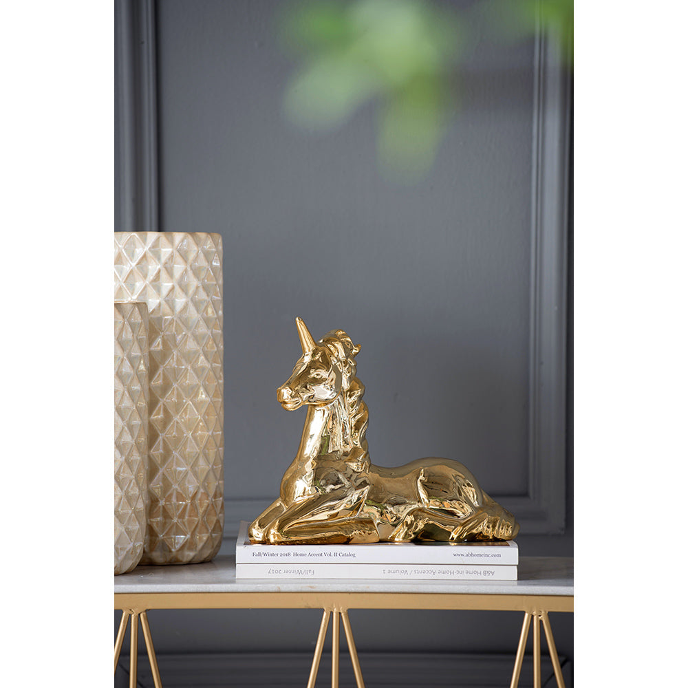 11x4.5x9' Flora & Fauna Unicorn Figurine, Gold