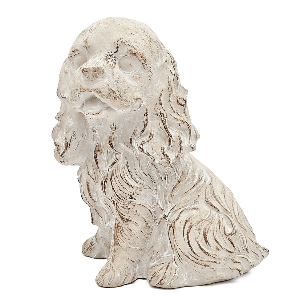 7.5x5.5x8.7' Sitting Cocker Spaniel Figurine with Natural Beige Finish