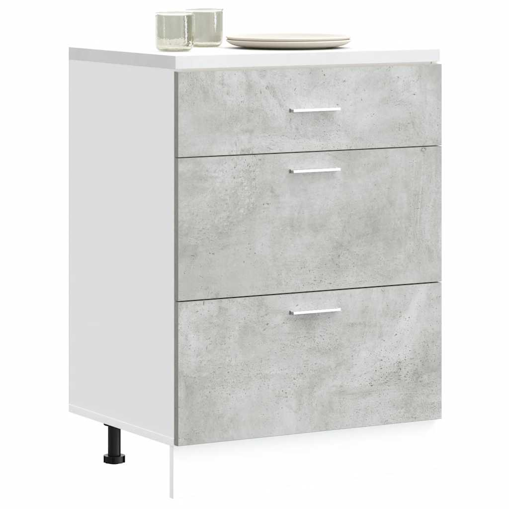 vidaXL Kitchen Base Cabinet Concrete grey Engineered wood Medium