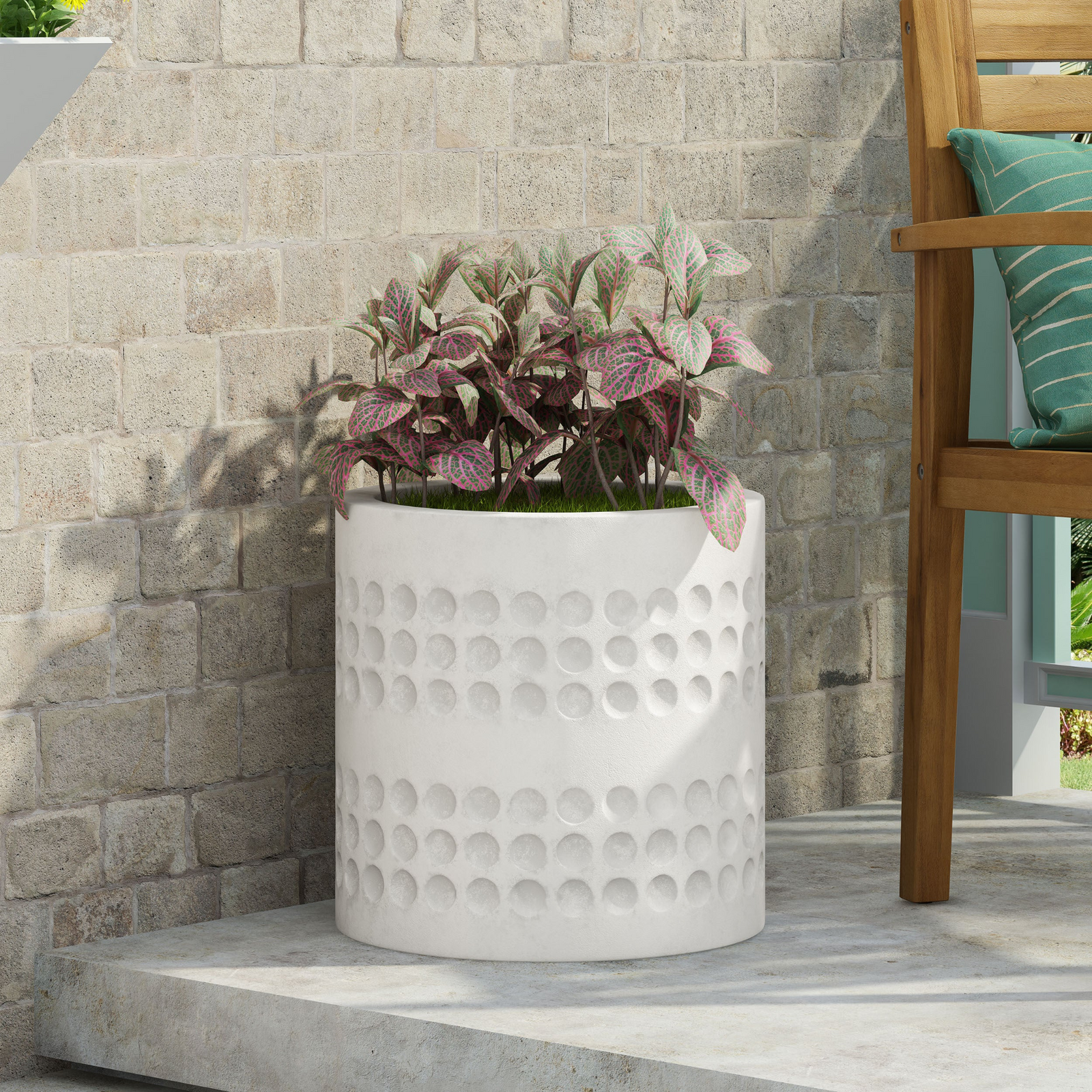 14.75-inch Cube Antique White MGO Planter