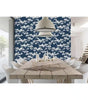 Cyprus Blossom Navy Blue and Grey Floral Vinyl Peel and Stick Wallpaper Roll