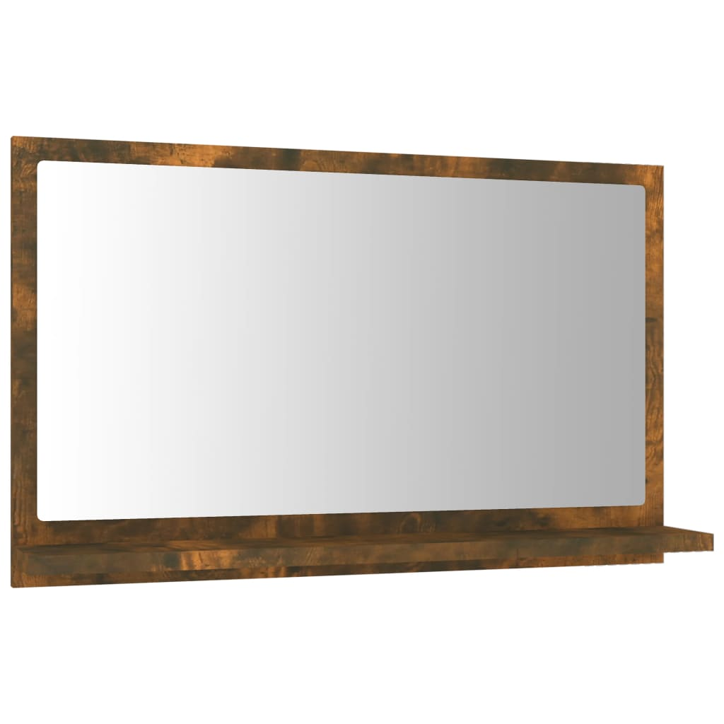 vidaXL Mirror Smoked Oak Engineered Wood Medium Wall Mounted