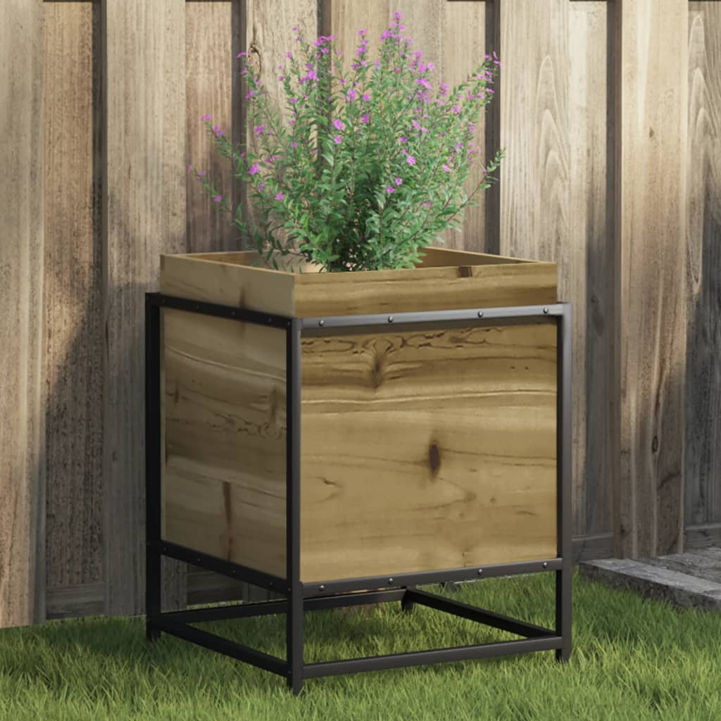 vidaXL Garden Planter Brown Vacuum pressure treated pine wood, steel