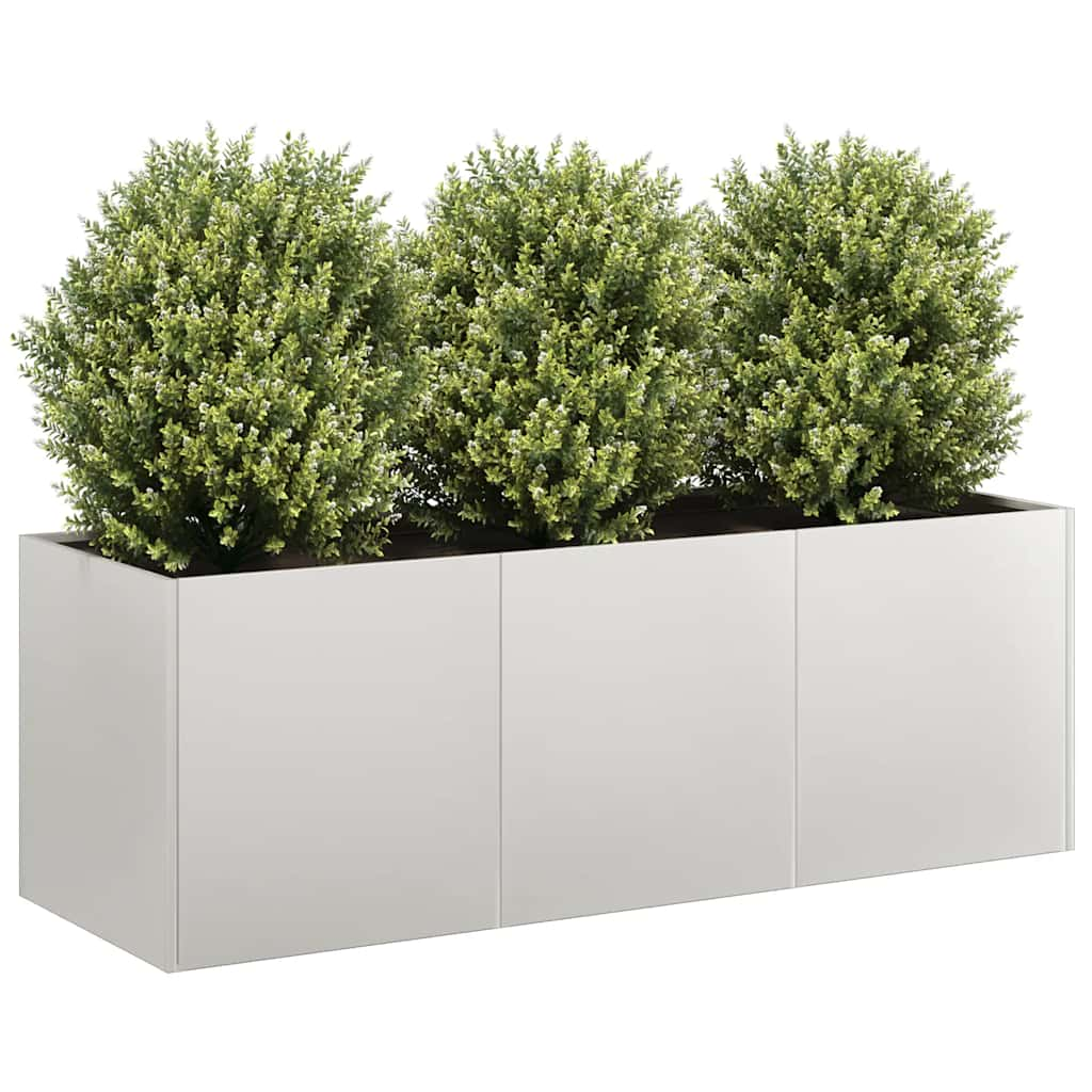 vidaXL Planter Silver Stainless Steel Large Decorative Inlays Planter