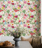 Pink Flower Vinyl Wallpaper Elegant Peel And Stick Red Blooming Floral Cabinet Sticker Chic Waterproof Furniture Cabinet Sticker