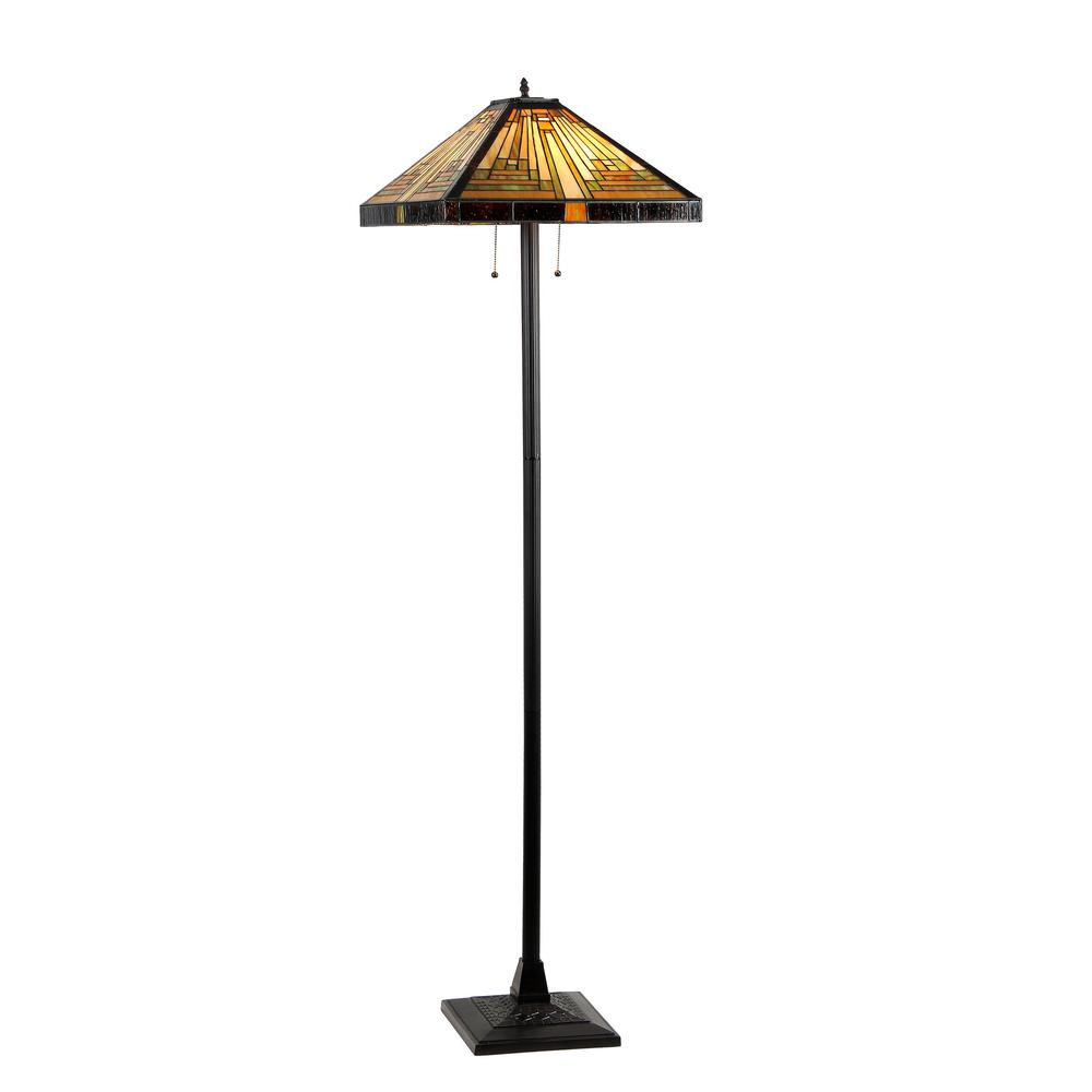 INNES Tiffany-Style 2-Light Mission Floor Lamp – 18" Shade