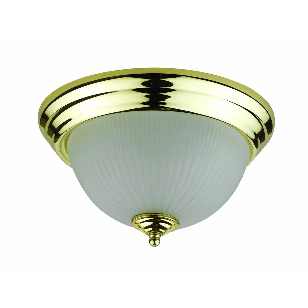 Polished Brass Flush Mount Ceiling Lamp with Glass Dome – Dual G24Q-1 Socket Light Fixture
