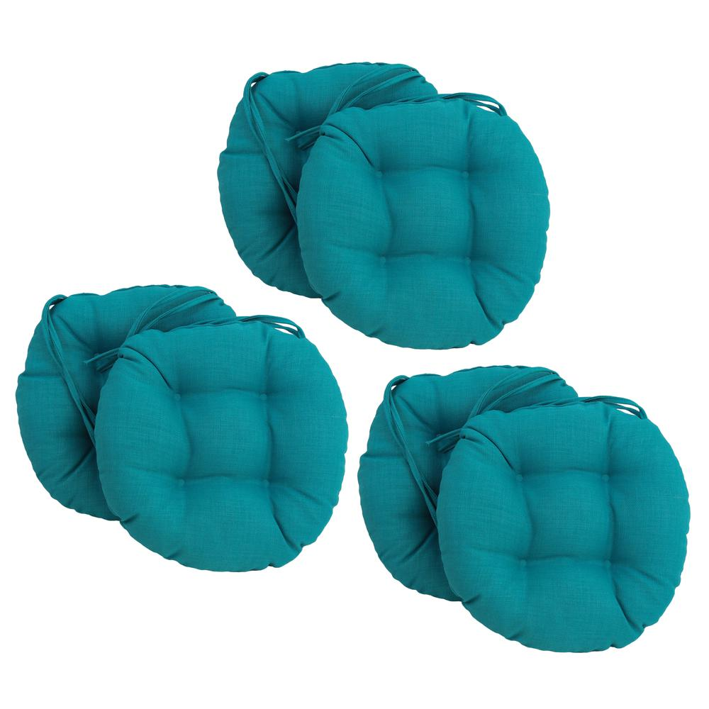 16-inch Spun Polyester Solid Outdoor Round Tufted Chair Cushion
