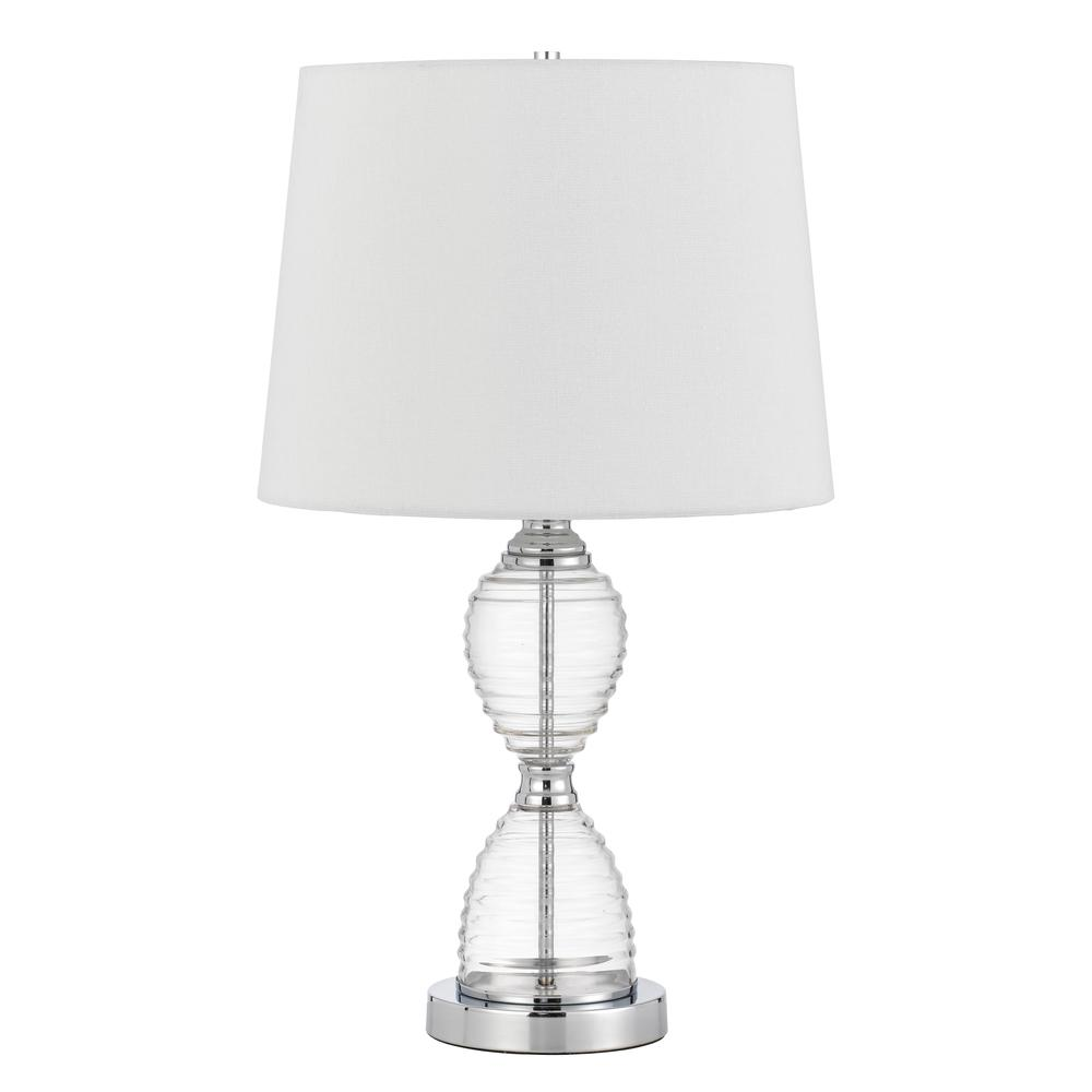 Eden Glass Table Lamp with Tapered Drum Hardback Shade – Elegant Home Accent Lighting