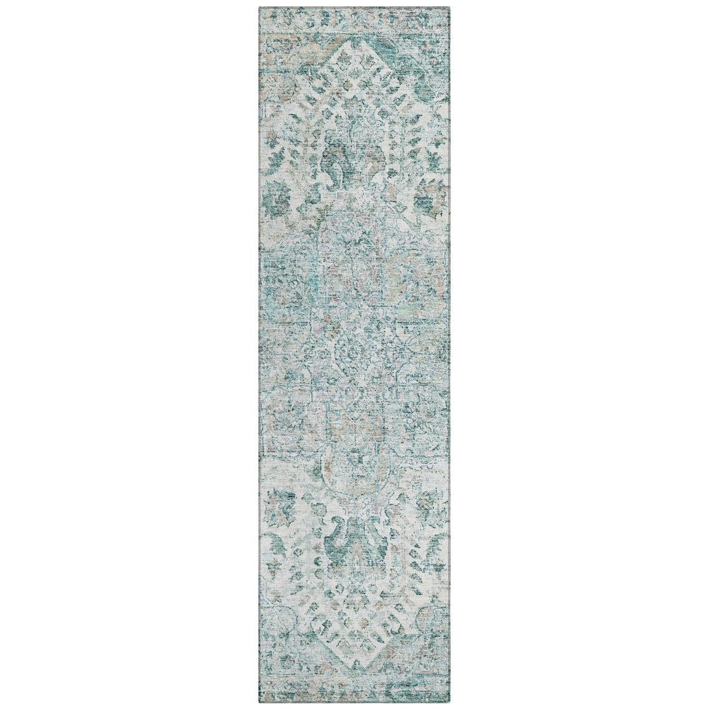 Machine Washable Indoor/Outdoor Chantille ACN2138 Teal 2'3" x 7'6" Runner Rug