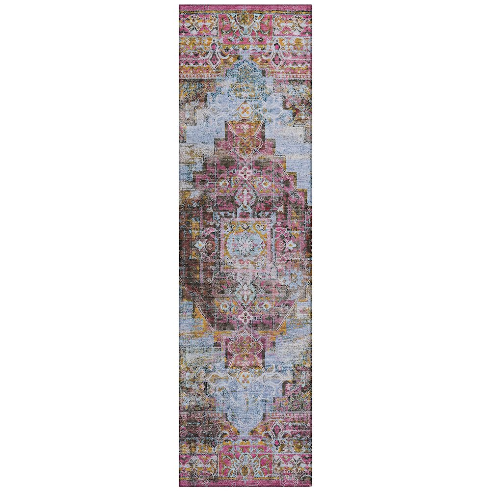 Machine Washable Indoor/Outdoor Chantille ACN2139 Pink 2'3" x 7'6" Runner Rug