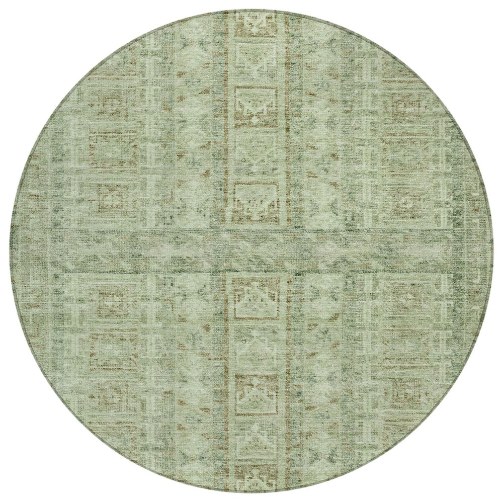 Machine Washable Indoor/Outdoor Chantille ACN2173 Sage 8' x 8' Round Rug