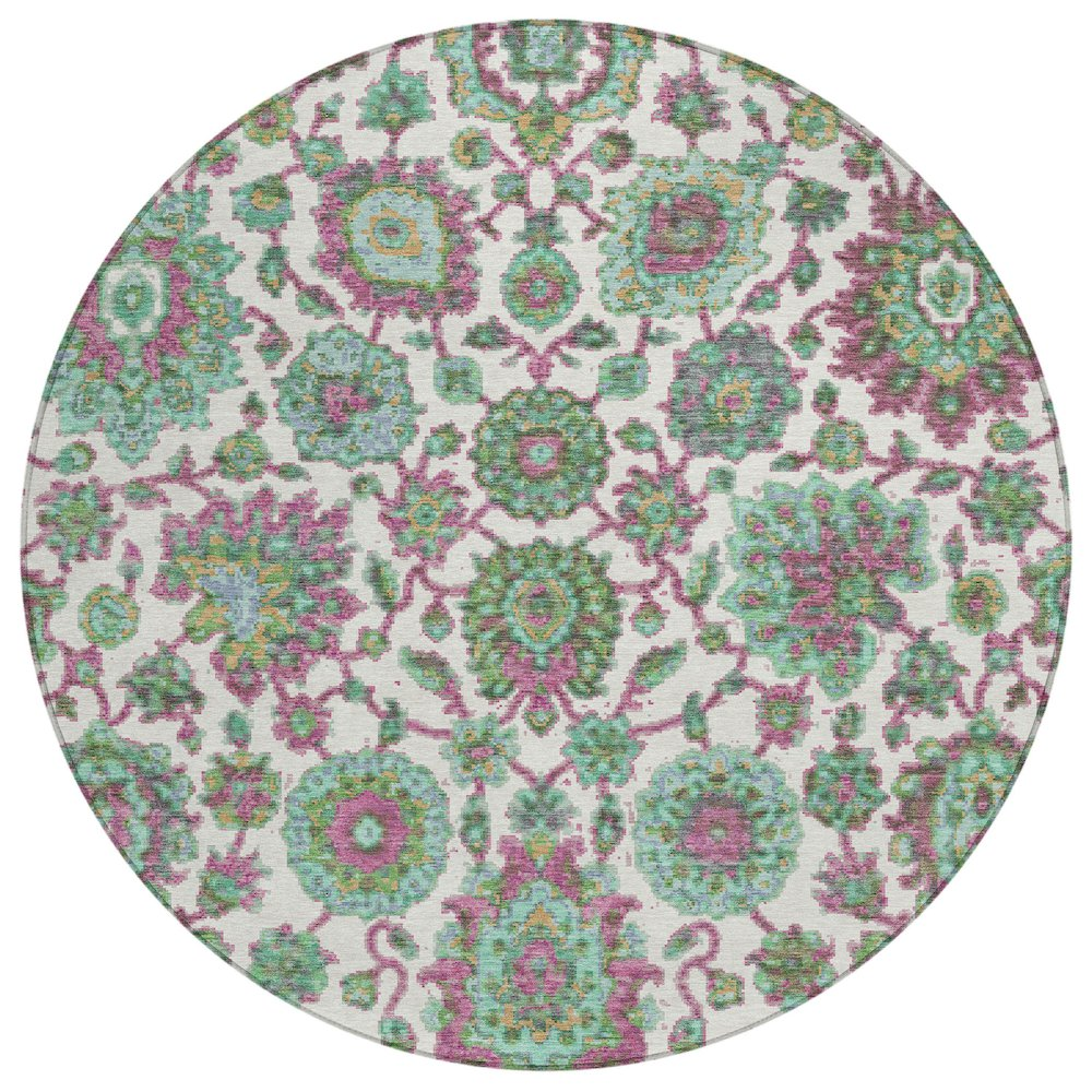 Machine Washable Indoor/Outdoor Chantille ACN2187 Mint 8' x 8' Round Rug