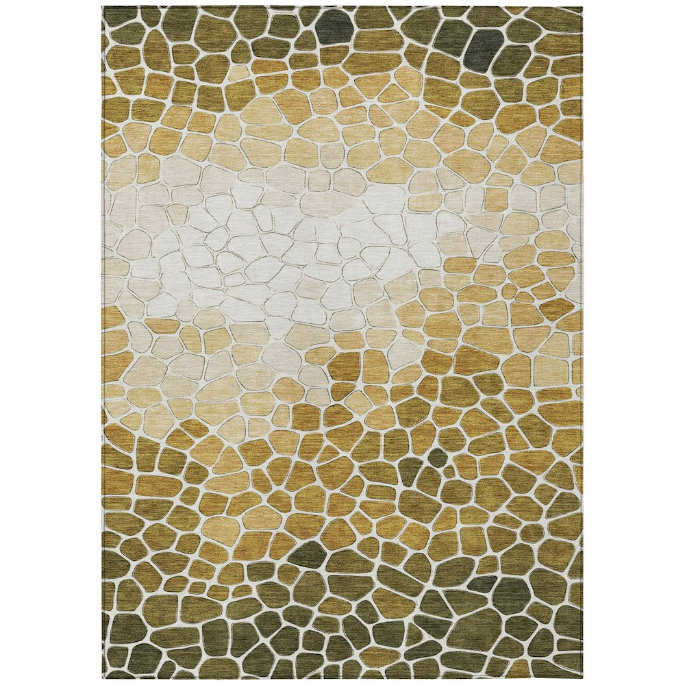 Machine Washable Indoor/Outdoor Chantille ACN2190 Gold 8' x 10' Rug