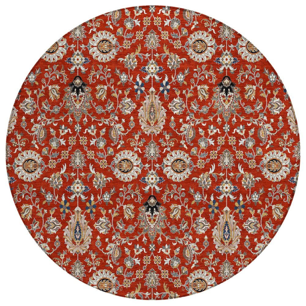 Machine Washable Indoor/Outdoor Chantille ACN2192 Red 8' x 8' Round Rug