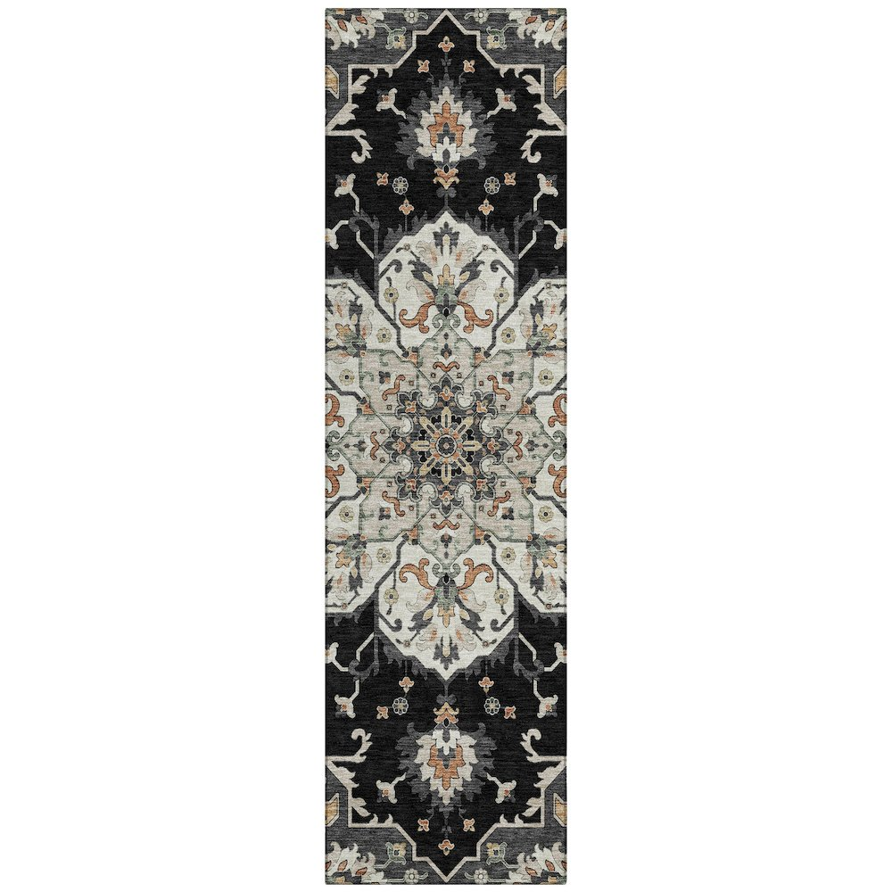 Machine Washable Indoor/Outdoor Chantille ACN2194 Black 2'3" x 7'6" Runner Rug