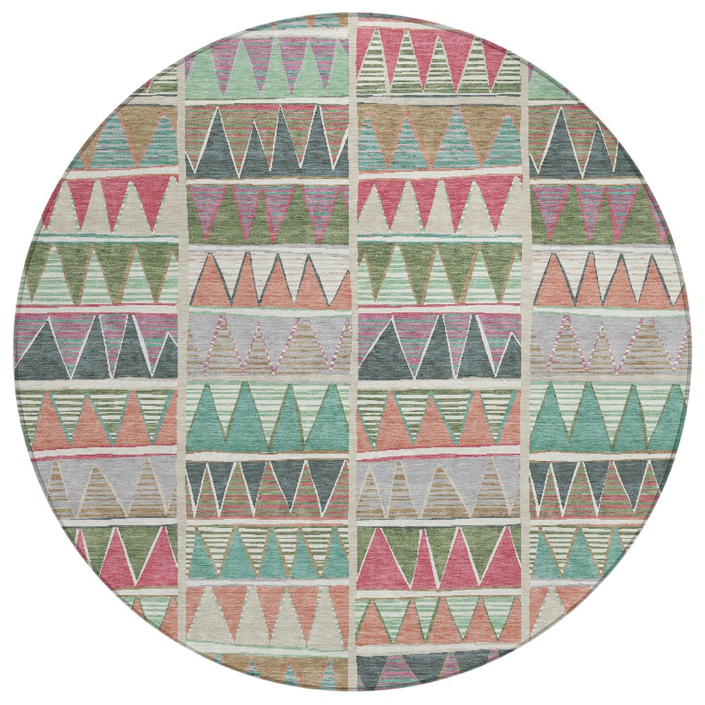 Machine Washable Indoor/Outdoor Chantille ACN2205 Salmon 8' x 8' Round Rug