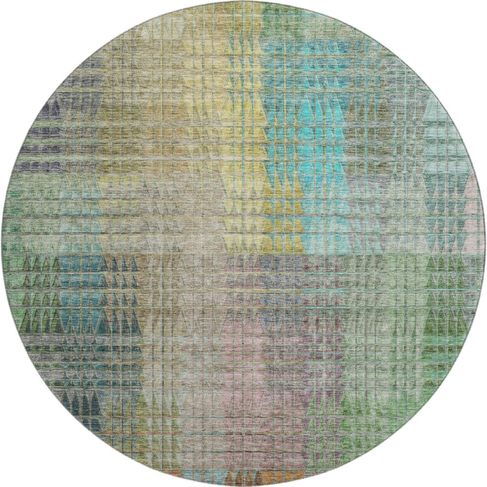 Premium Machine Washable Mayfield AMF828 Green 8' x 8' Round Rug