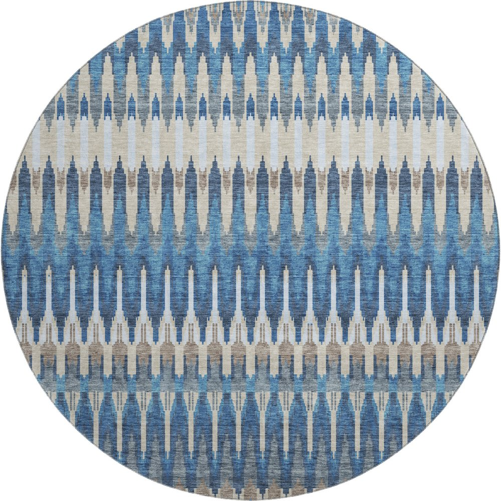 Premium Machine Washable Mayfield AMF860 Navy 8' x 8' Round Rug